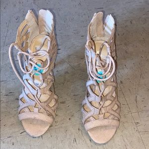 Tan lace up heels